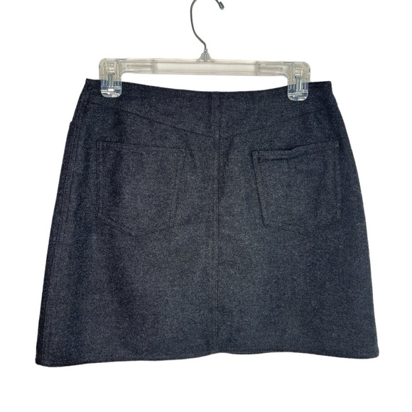 Gap Wool Mini Skirt Sz 8 Charcoal Gray Snap Down Front Pockets Classic Clueless - Picture 2 of 9